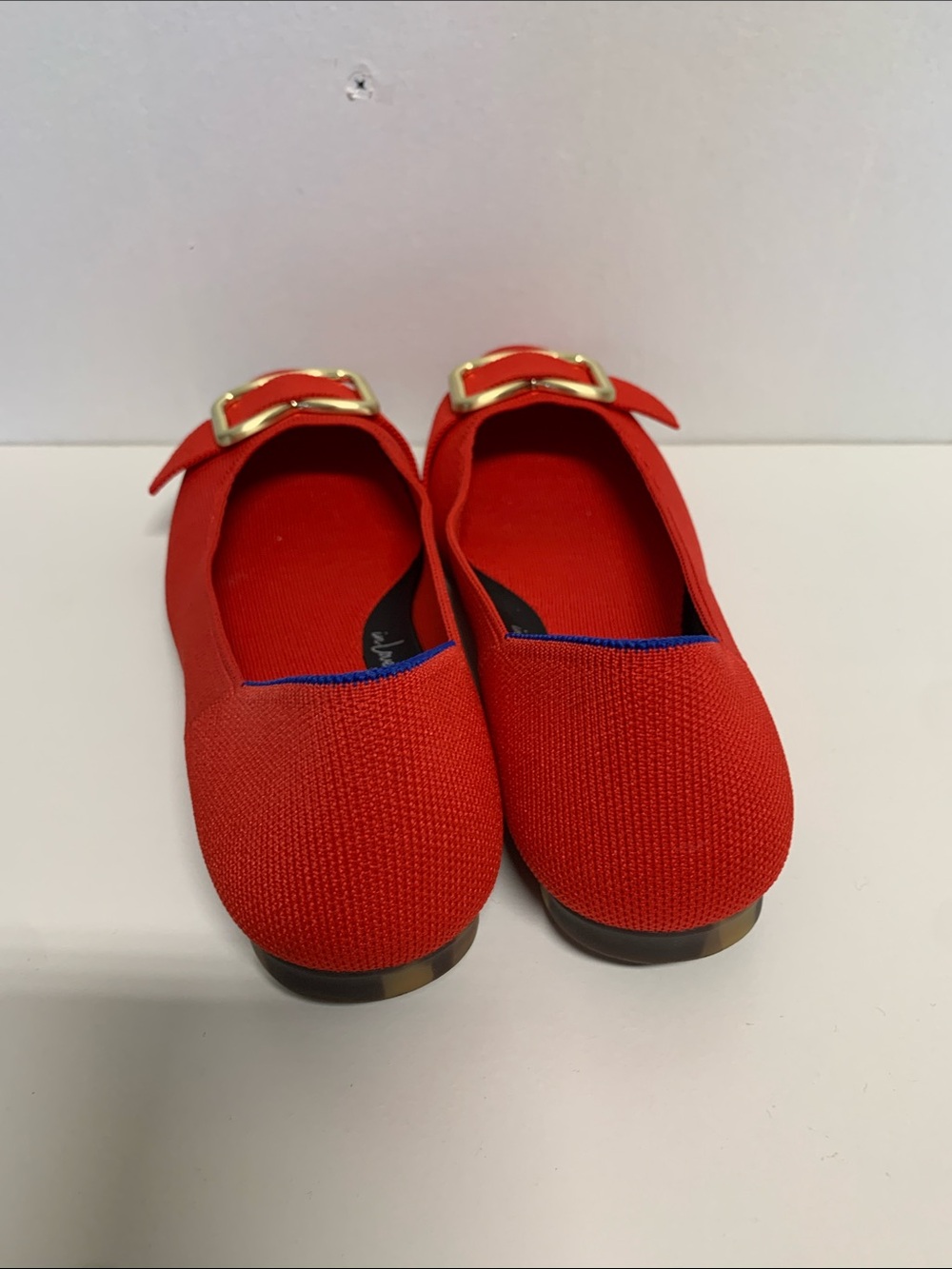 Rothy's Red Flats with Gold Buckle Accent - Picture 4 of 9